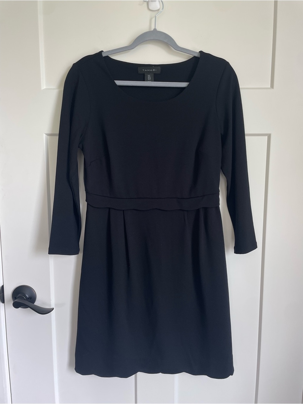 Tahari Black 3/4-Sleeve A-Line Dress Sz 8